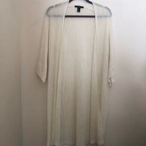 Forever 21 Cream Midi Length Cardigan